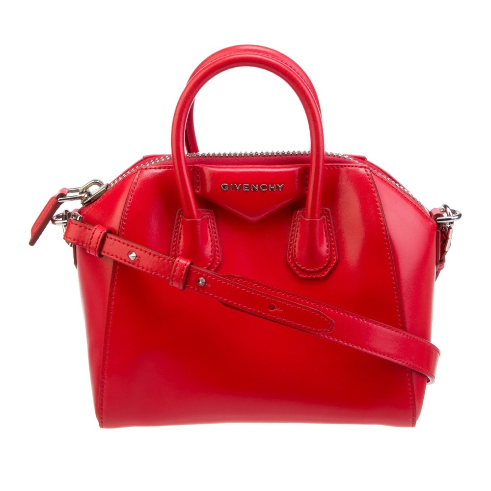 Red Givenchy Mini Antigona Leather Tip Handle Bag with Strap
